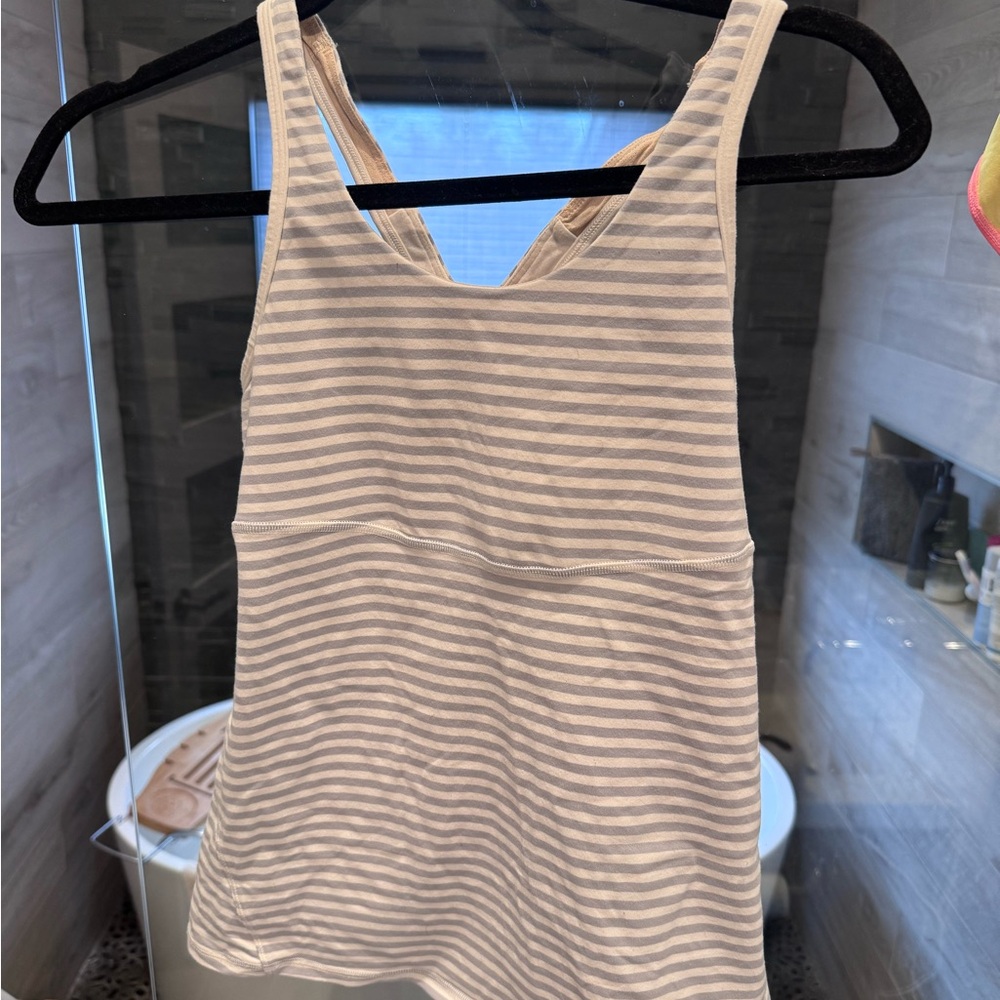 Lululemon Athletica striped Gray and White Tank Top